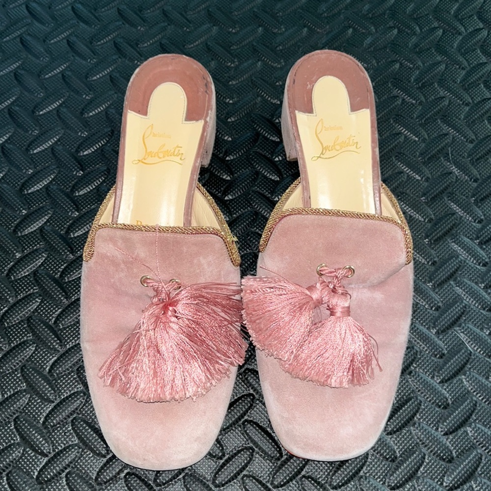 Louboutin Mules, mauve/ blush pink